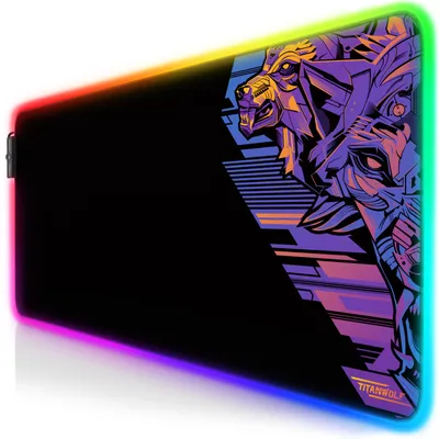 Imagen del producto de Alfombrilla para ratón de juego Titanwolf RGB, tamaño XL (800 x 300 mm), mejora la precisión y la velocidad, diseño de degradado vectorial