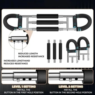 Image de Machine d'entraînement complète en forme de U - Appareil de musculation - Entraînement des bras - 3 niveaux de résistance réglables - Fitness pour la maison