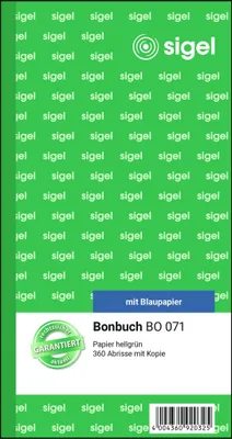 Image de sigel Formularbuch "Bonbuch", 105 x 200 mm, hellgrn