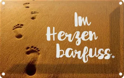 Produktbild von vianmo Blechschild 12x18 cm Im Herzen barfuss Spruch Zitat