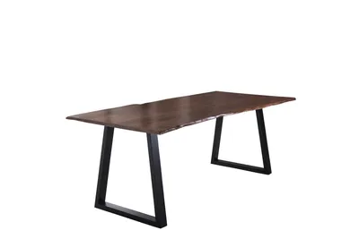 Produktbild von Esstisch Baumkante massiv Akazie nussbaum 220 x 100 schwarz V-Gestell LUBIN