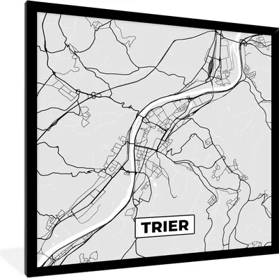 Produktbild von MuchoWow® Gerahmtes Poster Karte - Stadtplan - Deutschland - Trier- Karte 40x40 cm - Poster mit Schwarzem Bilderrahmen Wandposter Rahmen Foto Bilder - Mit Rahmen - Wanddekoration Schlafzimmer
