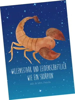 Produktbild von Mr. & Mrs. Panda Postkarte Sternzeichen Skorpion - Sternenhimmel Blau - Geschenk, Skorpione, Geburtstag Oktober, Ansichtskarte, Grußkarte, November, Postkarten, bildkarte