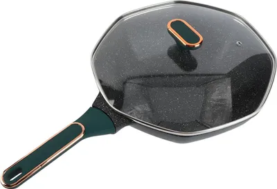 Image de Wok octogonal Maifan avec revêtement en pierre Poignée confortable Wok antiadhésif avec couvercle pour 4-6 personnes