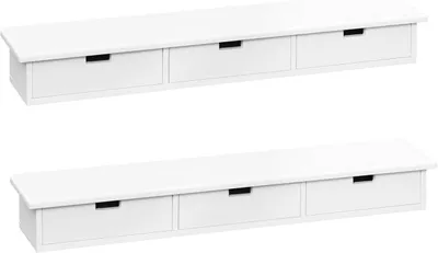 Produktbild von WOLTU Wandregal mit 3 Schubladen, Schweberegal, Hängeregal, Wandboard, Wanddeko Weiß