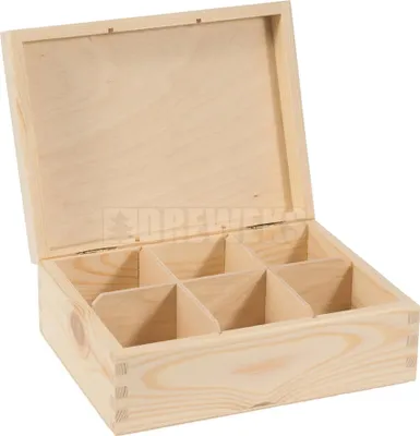 Image de Boîte à thé, boîte à thé en bois avec 6 compartiments