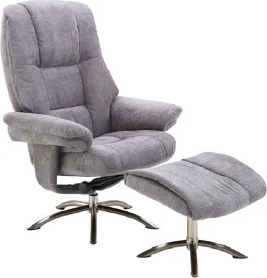 Produktbild von Relaxsessel mit Hocker - Hellgrau - Mikrofaserbezug - mit Relaxfunktion
