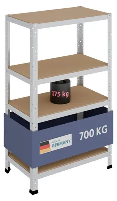Image de Étagère métallique - Acier galvanisé - 115 x 70 x 40 cm - 4 tablettes