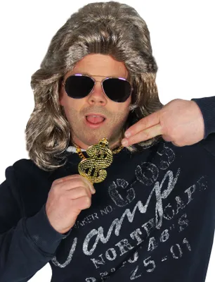 Produktbild von Vokuhila Perücke + Sonnenbrille + Dollar-Kette