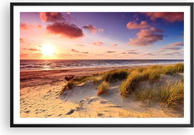 Produktbild von Gerahmtes Poster - Schwarzer Rahmen - Meer Strand Düne - 91,5x61 cm - Wand Bild - Wanddeko - Wandbilder - Kunstposter - Wandposter - Bilderrahmen - Bilder - Kunstdruck - Wandbild - P2BAA91x61-3540
