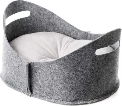 Produktbild von Ollesch Filzbett Katze oval grau-weiß 44x33x25 cm