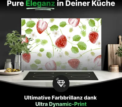 Produktbild von Spritzschutz Küchenrückwand Glas 100 x 50 cm Aquarell Erdbeeren Hintergrund - RUECKWAND24