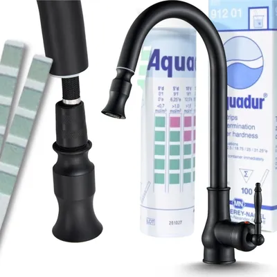 Immagine prodotto di Rubinetto da cucina Ari Bloom con doccetta estraibile, beccuccio girevole a 360 gradi, cartuccia Vetroceramica, nero przecierato