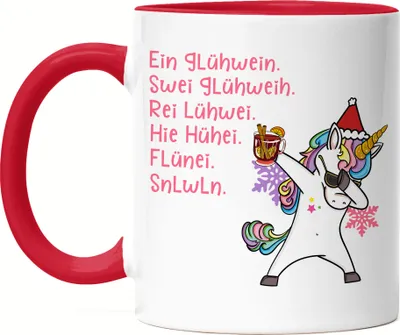 Produktbild von Glühwein Tasse Rot Alkohol Advent Weihnachtsmarkt Wein Weihnachten Weihnachtsmarkt Einhorn Betrunken Party