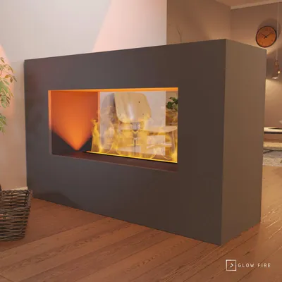 Produktbild von GLOW FIRE Elektrokamin 'Konsalik1000' | Wasserdampf Kamin mit OMC 1000 ohne Holz in grau als Raumteiler | HxBxT: 100x160x50 cm