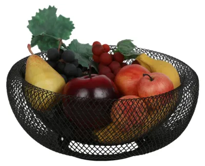 Produktbild von Metall Obstkorb schwarz 30x14cm Obstschale Dekoschale Metallkorb Metallschale Früchteschüssel Aufbewahrungskorb
