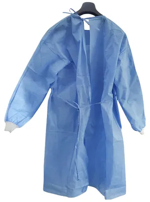 Produktbild von Einweg-Schutzkittel blau aus Vliesstoff 40g, Größe L/XL, 10 Stück – Foxmed Qualität
