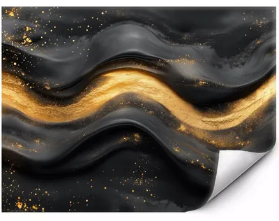 Produktbild von Fototapete Für Die Wand Abstrakte Eleganz in Schwarz und Gold für Wohnzimmer Schlafzimmer Büro 150x105 cm