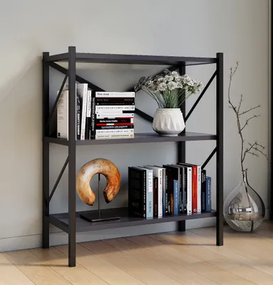 Produktbild von VCM Holz Metall Aufbewahrung Stand Regal Bücherregal Deko Bücher Standregal Insasi 2