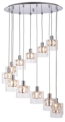 Obrázek produktu pro Závěsné svítidlo s křišťálovými stínidly VERINA, chromované, 12xG9x8W, kov, rozměry: 300x57x57 cm, IP20, Endon