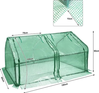 Obrázek produktu pro TRMLBE Skleník 180x90x90cm Malý vnitřní skleník Fóliový skleník na rajčata Pozinkovaná trubka Pěstování rajčat Skleník, zelený izolační kryt Typ
