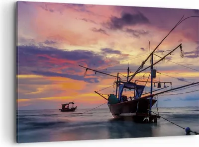 Produktbild von Bild auf Leinwand - Leinwandbild - Einteilig - Asien Boot Kutter - 100x70cm - Wand Bild - Wanddeko - Wandbilder - Leinwanddruck - Bilder - Wanddekoration - Leinwand bilder - Wandbild - AA100x70-4144