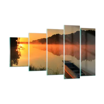 Produktbild von Bilder auf glas - Morgen Nebel See Landschaft - 100x60cm - Glasbilder - Wandbilder - Kunstdruck - zum Aufhängen bereit - Wanddekoration aus Glas - Glas Bilder - Wandbild auf Glas - GEG100x60-2538