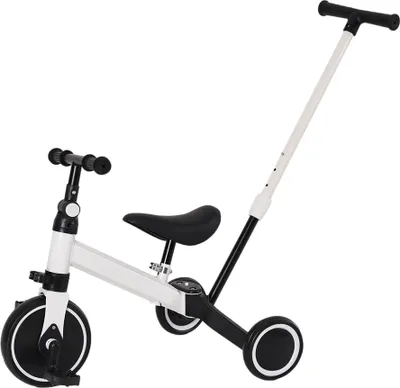 Produktbild von 4 in 1 Kinder Dreirad Laufrad Balance Fahrrad mit Schubstange für Kinder ab 1-3 Jahren Weiß
