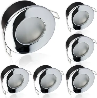Produktbild von LUMILED Einbaustrahler LED Spots Badezimmer 6x Einbauleuchte Einbauspot Chrom rund Aluminium IP44 inkl. 6W Leuchtmittel GU10 Warmweiß 3000K 120°