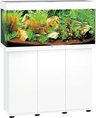 Produktbild von Aquariumkombination JUWEL Rio 180 SBX mit LED-Beleuchtung, Heizer, Filter und Unterschrank weiß