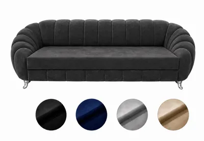 Produktbild von 3-Sitzer Schlafsofa Verno mit Bettfunktion & Bettkasten – moderne, elegante Polstersofa im Glamour-Stil, komfortabel, dunkelgrau