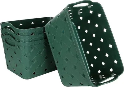 Produktbild von Famanu Aufbewahrungskorb - 4 Stück - praktische Handgriffe - 29 x 23 x 16 cm - modisches Hautmuster - für Küche, Wohnzimmer, Büro, Bad, Schlafzimmer