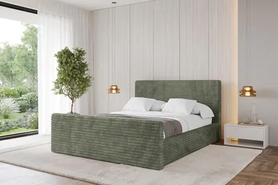 Produktbild von ALTDECOR Polsterbett mit Bettkasten  -  ALOVA-Z - 160x200  Cord - Olive - Bett mit Kopfteil und Fußteil, Boxbett ohne Matratze, Doppelbett mit Stauraum
