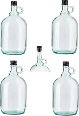 Produktbild von 4 x 2L Flasche mit rundem Griff + Aussgießer Essig-Öl-Met-Honig Flasche