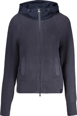 Produktbild von Blaue Damen-Strickjacke mit Kapuze: Nachhaltiger Cardigan mit Details
