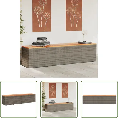 Obrázok produktu pre The Living Store Záhradná truhlica Grey 220x50x54 cm Poly ratan Akáciové drevo