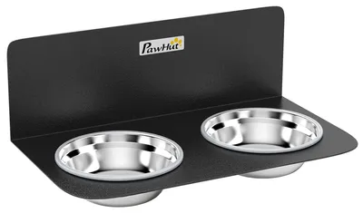 Immagine prodotto di Ciotola per cibo per cani da montare a parete, con 2 ciotole in acciaio inossidabile da 800 ml | Colore: Nero | Dimensioni: 23,5 x 42 x 14 cm