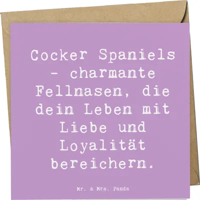 Produktbild von Mr. & Mrs. Panda Grußkarte Spruch Cocker Spaniel Liebe - Lavendeltraum - Geschenk, Hundeliebhaber, doppelkarte, liebevoller Begleiter, treue Hunde, Glückwunschkarte, Hund