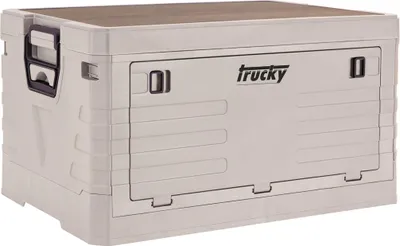 Beige Plastikkiste mit Trucky Logo