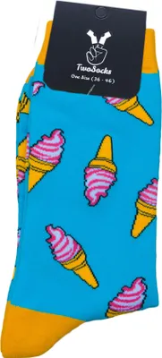 Produktbild von TwoSocks lustige Socken - Eis Socken, Motivsocken für Damen & Herren  Baumwolle Einheitsgröße