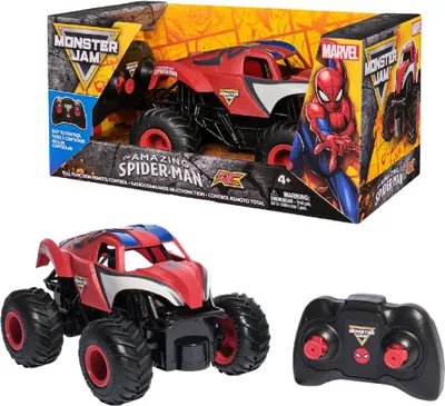 Produktbild von Monster Jam , Marvel Spider-Man RC, ferngesteuerter 1:24 Truck, Monstertruck, 4 Jahr(e), Kunststoff, Schwarz, Rot