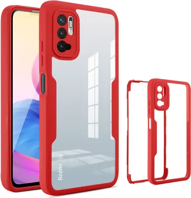 Image de Etui Redmi Note 10 5G, protection complète à 360° avec protecteur d'écran intégré pour Xiaomi Redmi Note 10 5G rouge