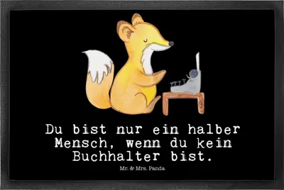 Produktbild von Mr. & Mrs. Panda fußmatte Buchhalter Herz 50 x 75 cm - Schwarz - Geschenk, Fußabstreifer, Witzig, Schmutzmatte, Bürojob, Spruch, Schmutzfangmatte, Beruf, Angestellter