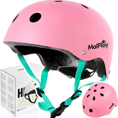 Produktbild von Malplay Kinder Fahrradhelm Rollerblade Skates Verstellbar Rosa mit Belüftung Leichtgewicht 48-54cm