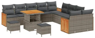 Image de Ensemble de canapés de jardin vidaXL avec coussins, 13 pièces, gris