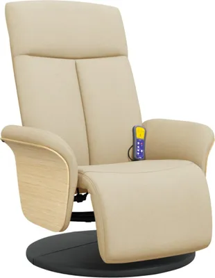 Image de vidaXL Fauteuil de massage avec repose-pieds Crème Tissu