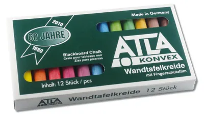 Produktbild von ATLA Konvex Tafelkreide 12 Farben staubfrei bruchfest  Germany
