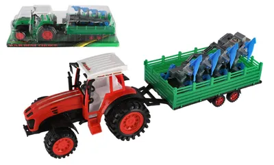 Immagine prodotto di Trattore con traino con aratro 53cm in plastica con volano 2 colori in blister