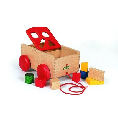 Produktbild von nic Holzspielzeug Kutsche mit Formen rot - pädagogisches Spielzeug