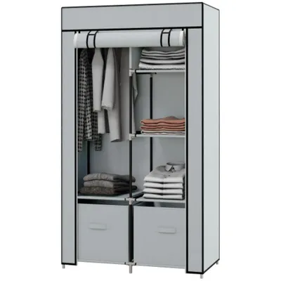 Produktbild von Stoffschrank Kleiderschrank,Stoffschrank platzsparender Kleiderschrank mit 5 Fächern & Kleiderstange, Reißverschluss, Faltschrank